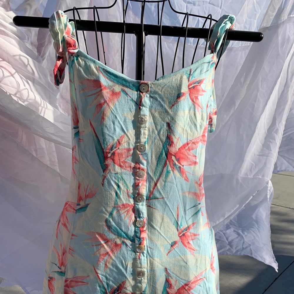 Mint Floral Plus Size Button-up Dress